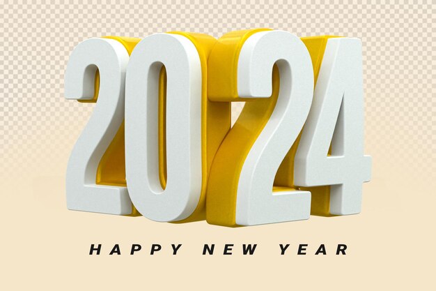 Happy new year 2024 3d render text for psd composition new year celebration