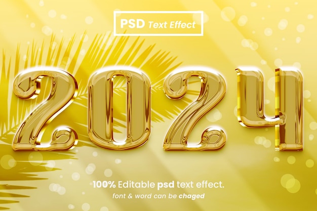 PSD happy new year 2024 3d text effect