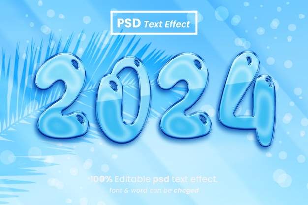 PSD felice anno nuovo 2024 effetto testo 3d