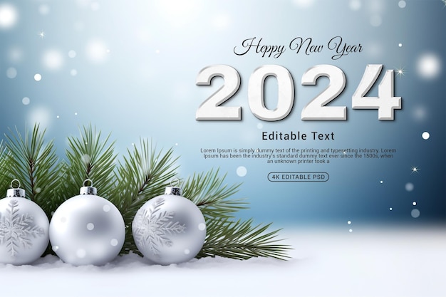 편집 가능한 텍스트 효과와 함께 새해 축하 2024 배경
