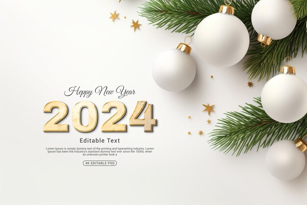 Happy new year 2024 background with editable text effects