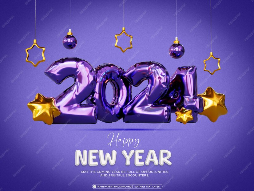 Premium PSD Happy new year 2024 banner design 3d render concept