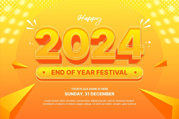 PSD happy new year 2024 banner design template