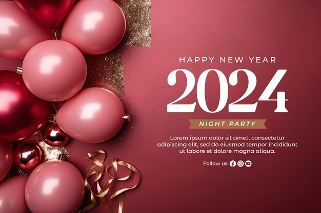 Счастливый новый год 2024 шаблон баннера