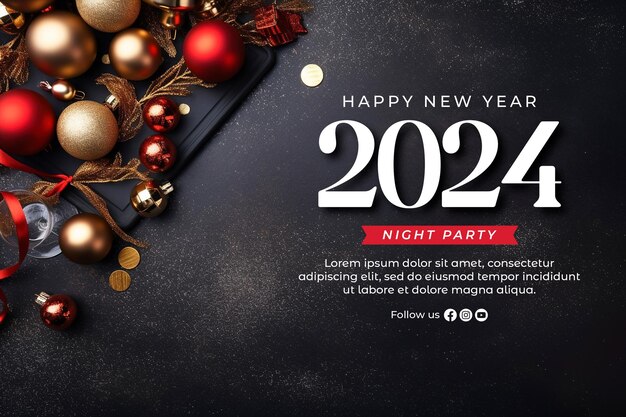 PSD happy new year 2024 banner template