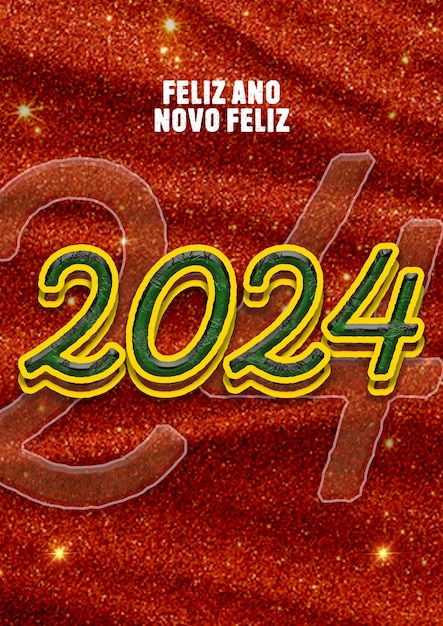 PSD happy new year 2024 bokeh background in modern style