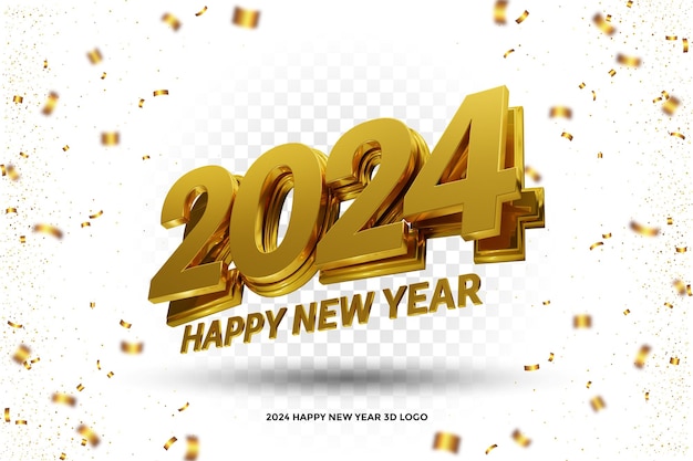 Happy new year 2024 design 3d render concept