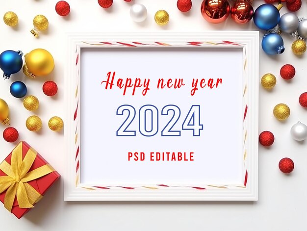 PSD buon anno nuovo sfondo del telaio 2024