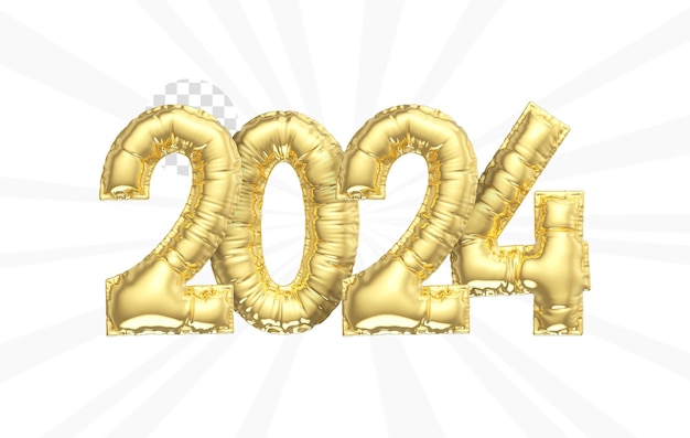 PSD happy new year 2024 gold 3d render