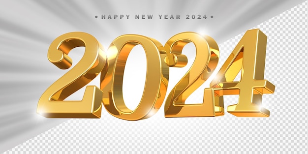 Happy new year 2024 Gold 3d