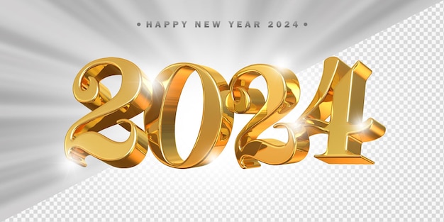 Happy new year 2024 Gold 3d