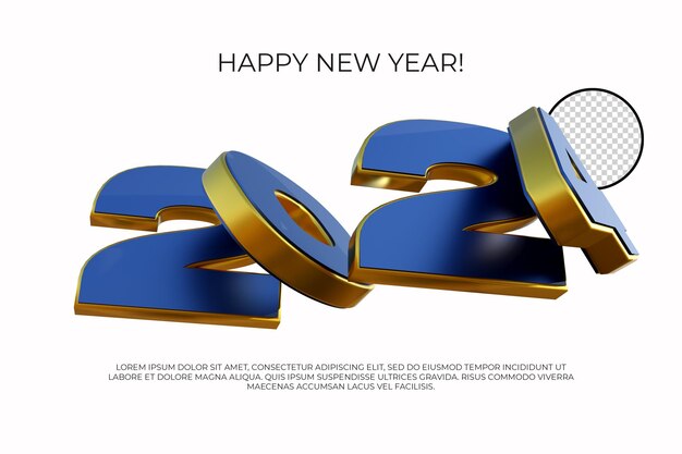 PSD buon anno 2024 numero 3d render