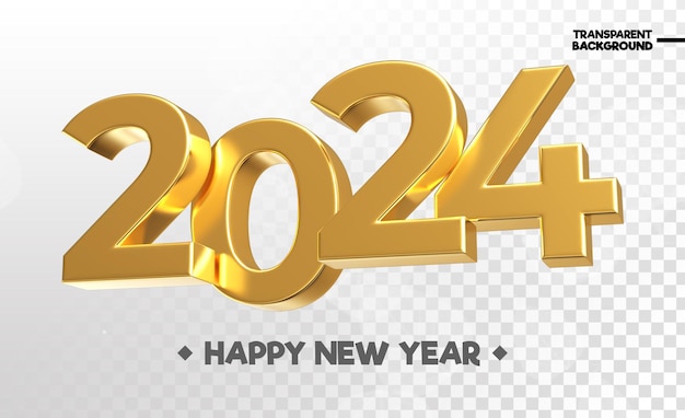 Happy new year 2024 number 3d render