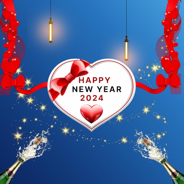 Premium PSD Happy new year 2024 poster