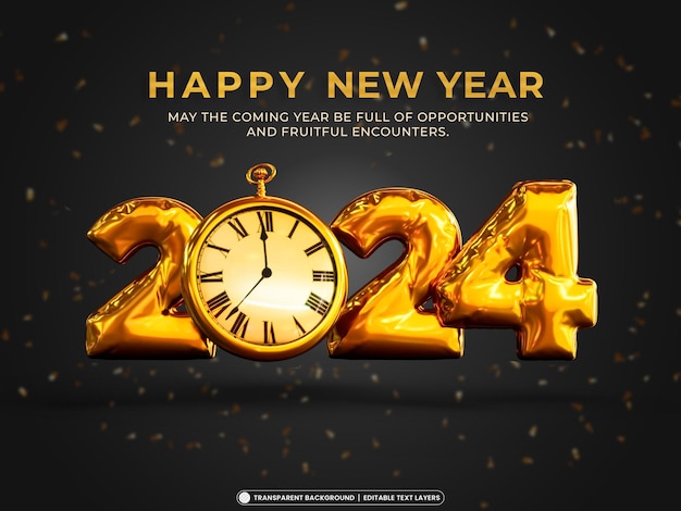 Happy new year 2024 story template design 3d render concept