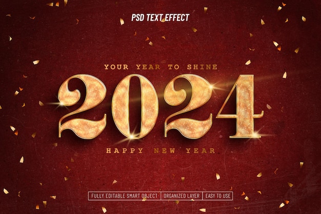 Happy new year 2024 text effect