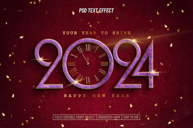 PSD happy new year 2024 text effect