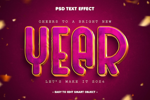 PSD happy new year 2024 text effect