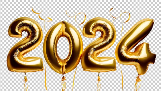 PSD happy new year 2024 on transparent background