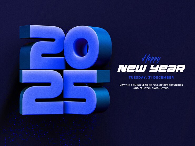 PSD happy new year 2025 3d banner design template