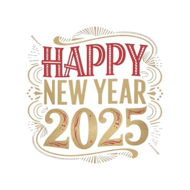 happy new year 2025 new typography tshirt design template