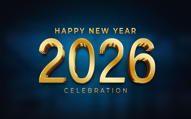 Счастливого Нового года 2026 Празднование текстового эффекта