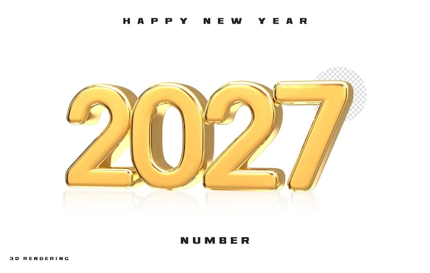 PSD happy new year 2027 gold 3d render