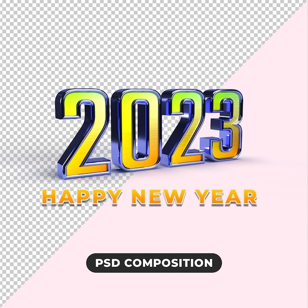 Happy new year 3d  2023 gold text effect