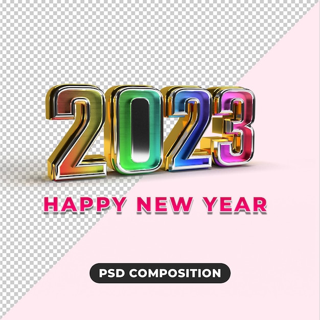 Happy new year 3d  2023 gold text effect