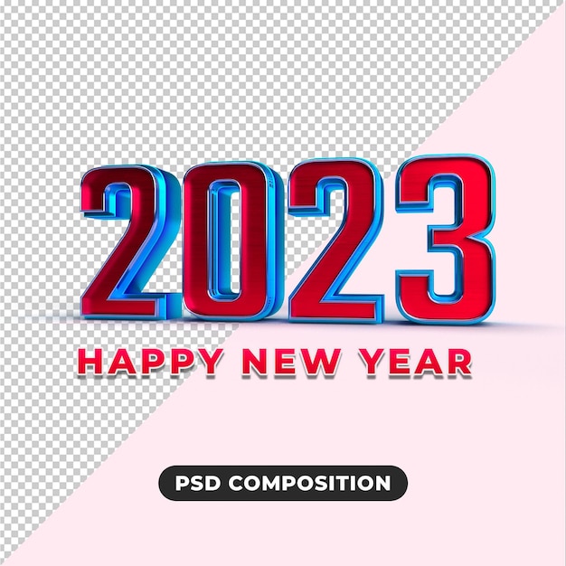 PSD felice anno nuovo 3d 2023 effetto testo oro