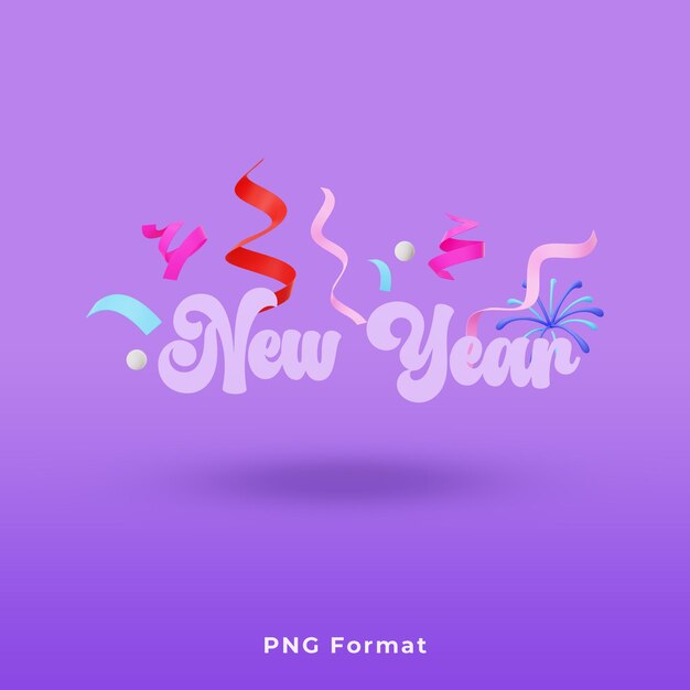 PSD happy new year 3d icons set on png format new year 2024