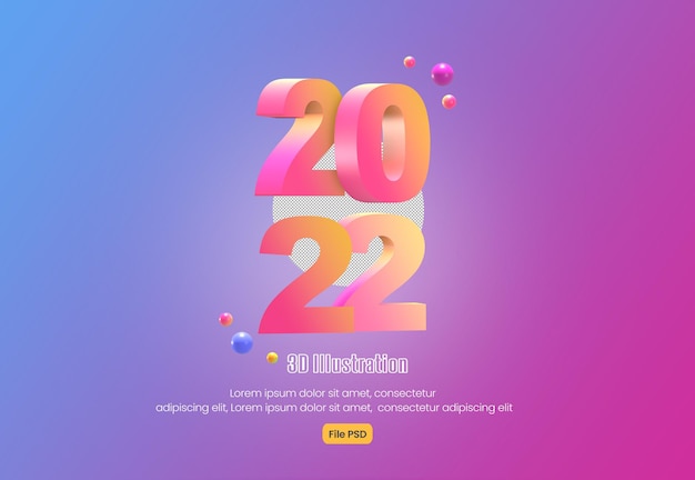 ユニークでかわいい数字のデザインで新年あけましておめでとうございます3dイラスト