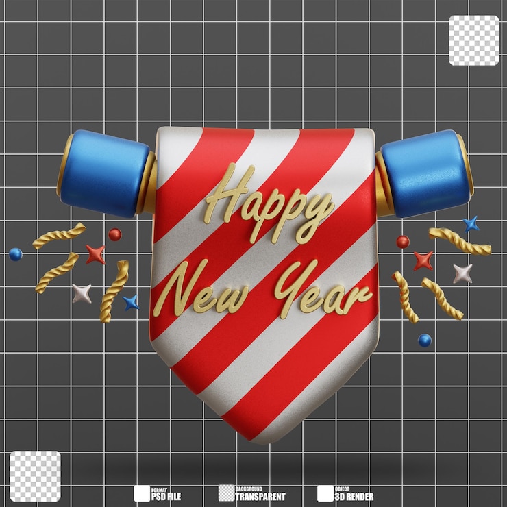 PSD happy new year 3d render