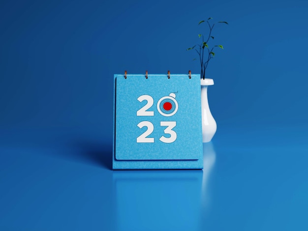 PSD felice anno nuovo 3d reso mockup del calendario 2022