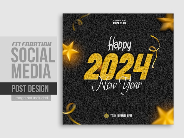 PSD buon anno, celebrazione di instagram post e modello di banner quadrato