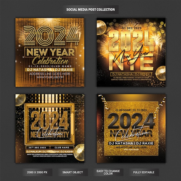 Happy new year celebration party flyer collection