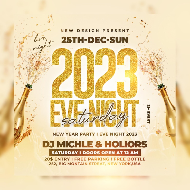 PSD happy new year celebration party flyer psd template