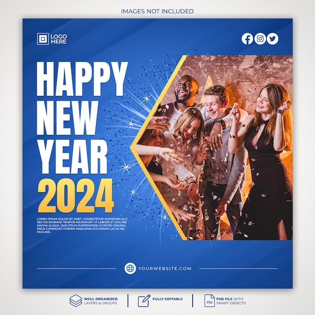 PSD happy new year celebration party social media post design o modello di banner