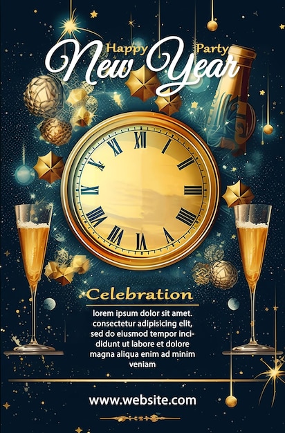 PSD happy new year celebration poster