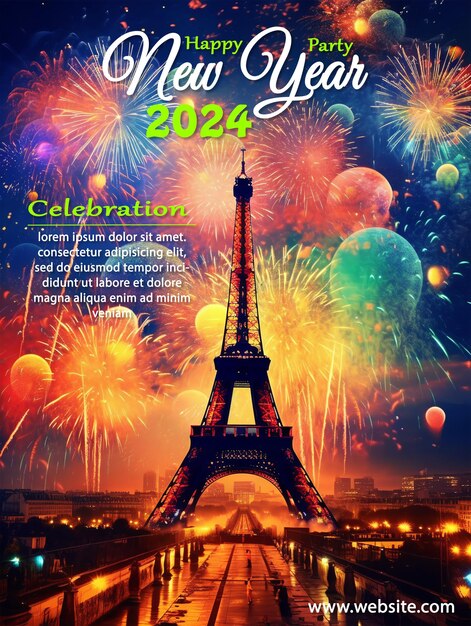 PSD happy new year celebration poster