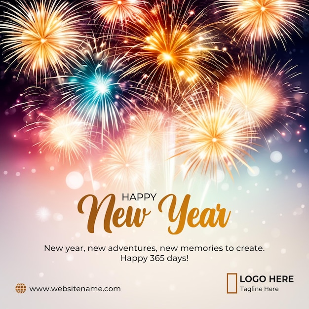 PSD congratulazioni per la celebrazione del nuovo anno social media post design o modello di banner