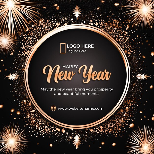 Happy new year celebration social media post design or banner template