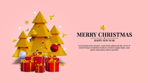 Happy new year and christmas banner social media post template