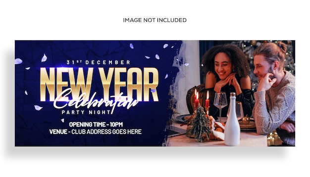 PSD happy new year or christmas party facebook cover and web banner template