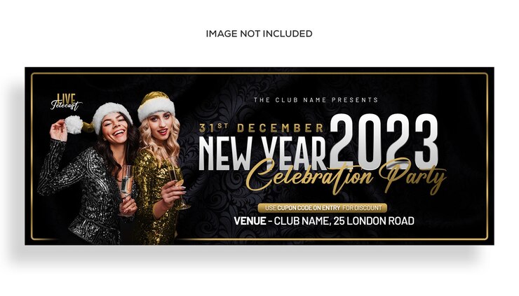 PSD happy new year or christmas party facebook cover and web banner template