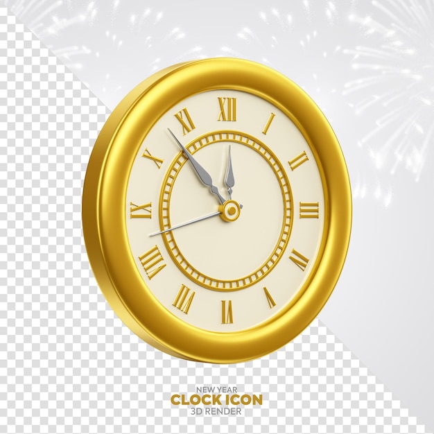 happy new year clock icon 3d element
