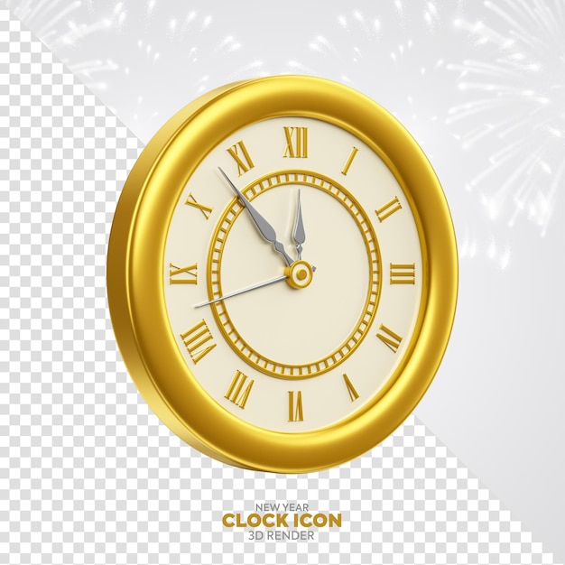 PSD happy new year clock icon 3d element