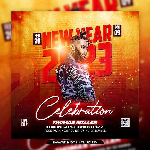 PSD happy new year flyer design template