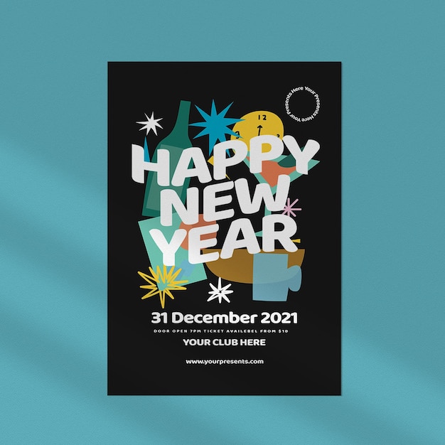 PSD happy new year flyer