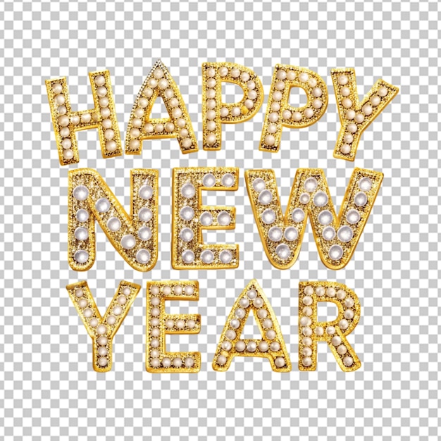 PSD happy new year gold diamonds transparent background